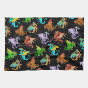 Linge De Cuisine École colorée de dragons d'arc-en-ciel
