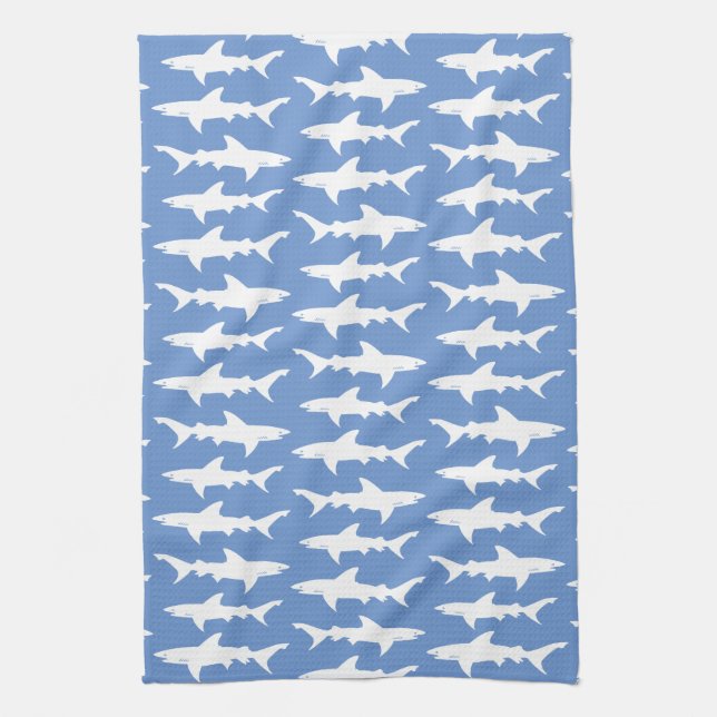 Linge De Cuisine École d'office de requins/de bleu Chambre de plage (Vertical)