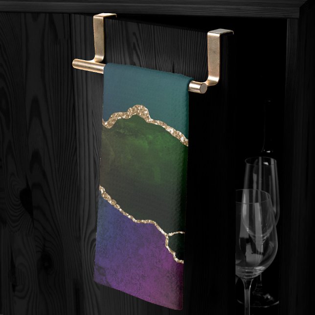 Linge De Cuisine Edgy Agate | Sombre Moody Jewel Tone Mystic Turquo (Créateur téléchargé)