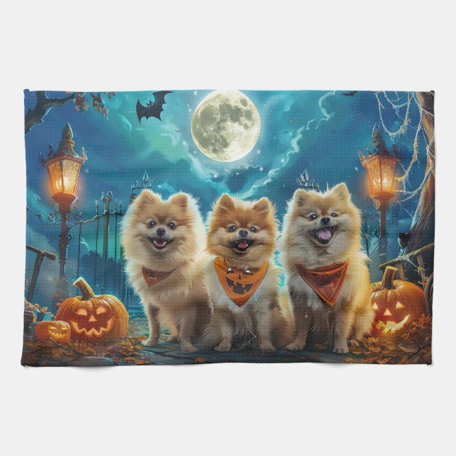 Linge De Cuisine Éffrayant d'Halloween de Poméranie (Horizontal)