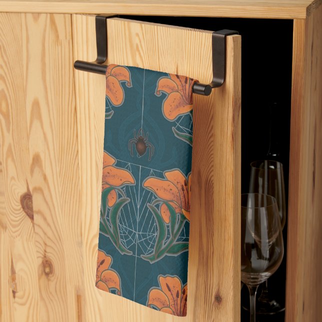 Linge De Cuisine Éffrayant Halloween Araignées et Lily Vintage vict (Pliage en tiers)