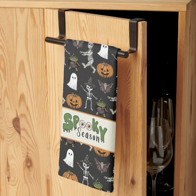 Linge De Cuisine Éffrayant saison Black Halloween Motif (Pliage en tiers)