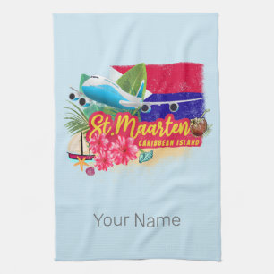 Linge De Cuisine Église Saint-Maarten Retro Caribbean Vintage Islan