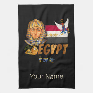 Linge De Cuisine Égypte Vintage Pharaon Drapeau Et Pyramides Souven