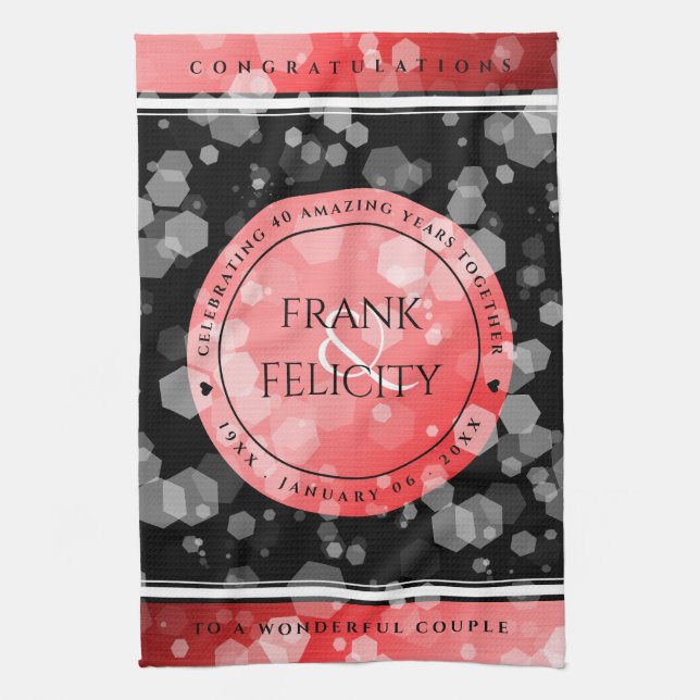 Linge De Cuisine Élégant 40ème 80ème anniversaire de Ruby Mariage (Vertical)