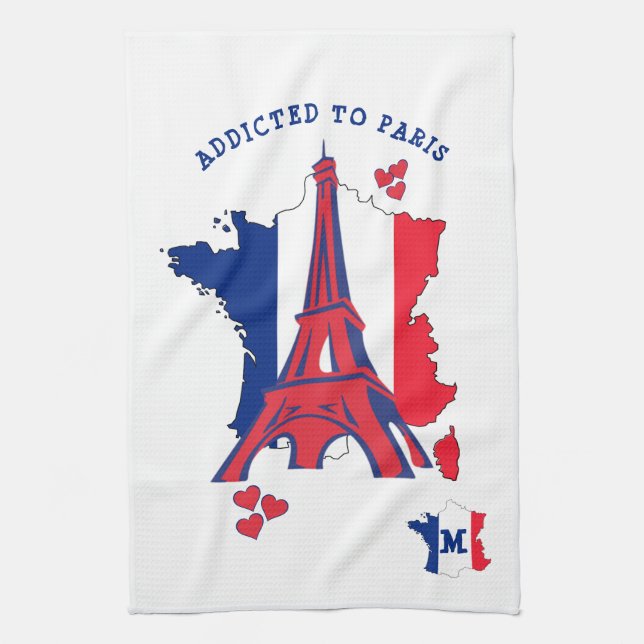 Linge De Cuisine Élégant ADDITIONNÉ AU Monogramme DE PARIS (Vertical)