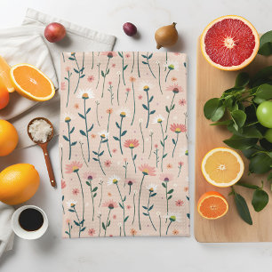 Linge De Cuisine Elégant Boho Fleur sauvage Summer Garden Blush