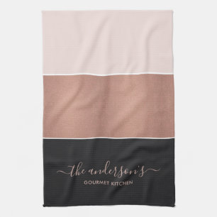 LINGE DE CUISINE ÉLÉGANT BULLETIN ROSE NOIR ROSE EN CUIVRE NOIR