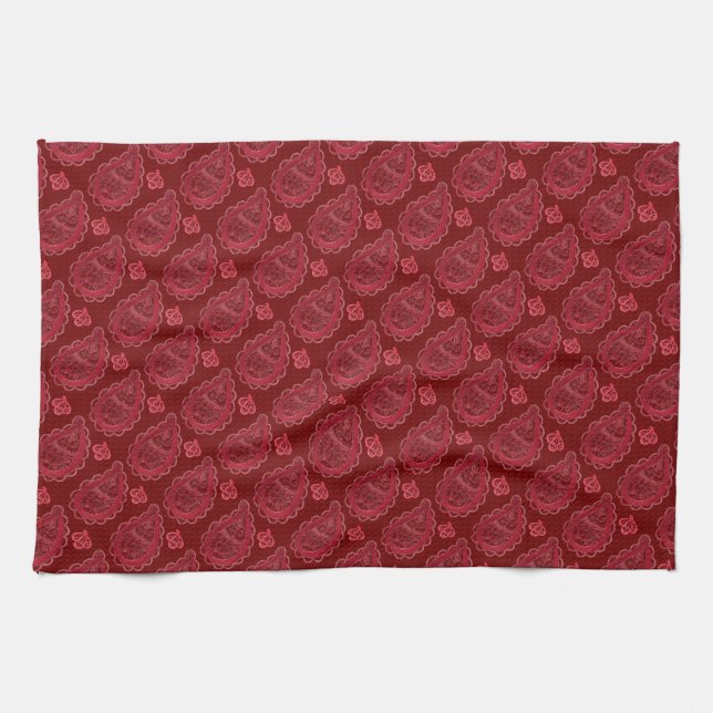 Linge De Cuisine Elegant Burgundy Paisley Pattern (Horizontal)