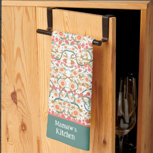 Linge De Cuisine Élégant Chic Joli Floral Nom personnalisé élégant