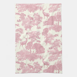 Linge De Cuisine Elégant Chic Rose Toile Cerf Boodland
