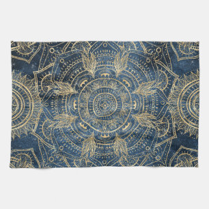 Linge De Cuisine Elégant design de l'or de Mandala Blue Whimsy
