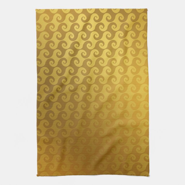 Linge De Cuisine Elégant Design Gold Swirl Dîner Formel (Vertical)