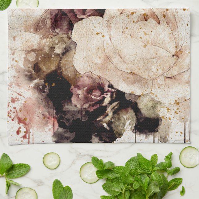 Linge De Cuisine Élégant floral (Plié)