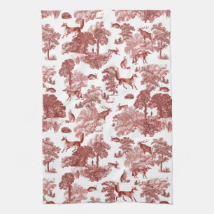 Linge De Cuisine Elégant lapin de renard de bois Vintage Toile roug
