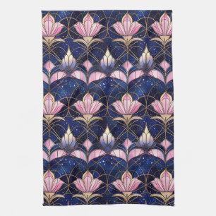 Linge De Cuisine Élégant Lotus Faux Rose Motif en verre tendu