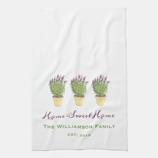 Linge De Cuisine Élégant Maison Sweet Home Famille Monogramme | Lav (Vertical)