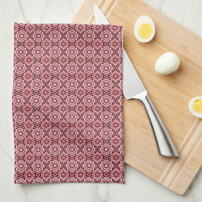 Linge De Cuisine Élégant modèle floral de Boho Retro (Quart Plié)