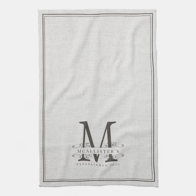 Linge De Cuisine Élégant Monogramme Linge Famille Etablissement Ann (Vertical)