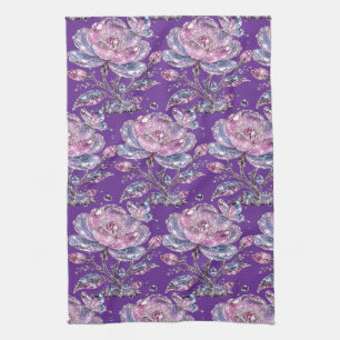 Linge De Cuisine Élégant motif botanique rose poudré