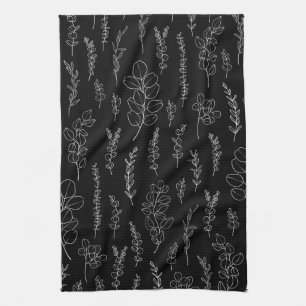 Linge De Cuisine Élégant Motif d'art de ligne Eucalyptus  