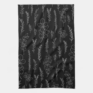 Linge De Cuisine Élégant Motif d'art de ligne Eucalyptus