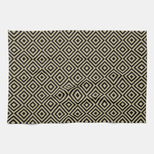 Linge De Cuisine Élégant Motif de Carreaux de Diamants Carrés en Or