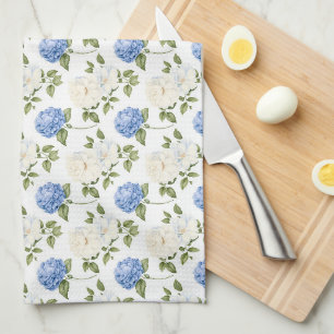 Linge De Cuisine Elégant Motif de fleurs d'hydragea bleu