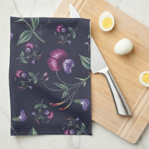 Linge De Cuisine Élégant motif floral d'orchidées violettes vintage