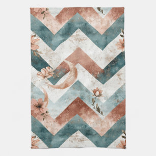 Linge De Cuisine Élégant motif floral en zigzag avec des reflets lu