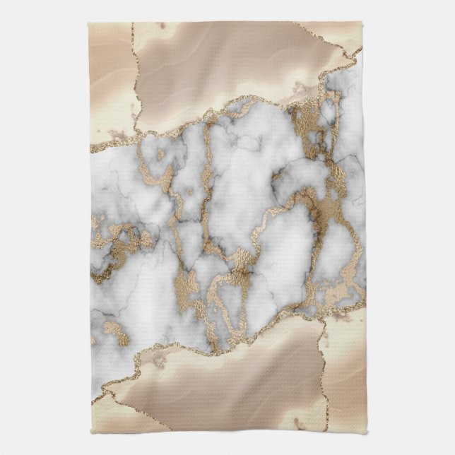 Linge De Cuisine Elégant Parties scintillant or gris marbre (Vertical)