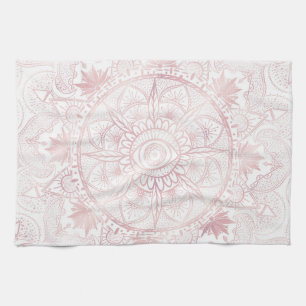 Linge De Cuisine Elégant Rose Blanc Or Oeil Soleil Lune Mandala