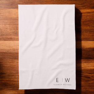 Linge De Cuisine Élégant rose vif Moderne minimaliste Nom du monogr