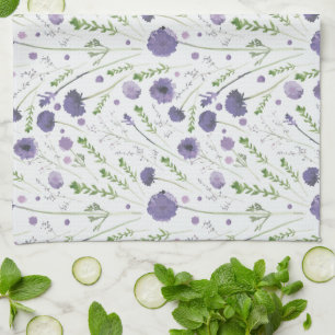 Linge De Cuisine Elégant teint d'eau violet motif floral