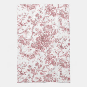 Linge De Cuisine Élégant Toile Florale Vintage Gravée rose