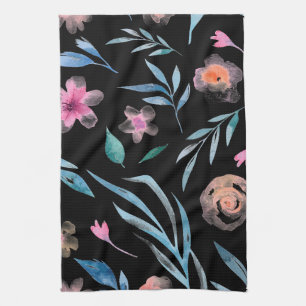 Linge De Cuisine Elégant Vintage Aquarelle Fleurs Jeter P