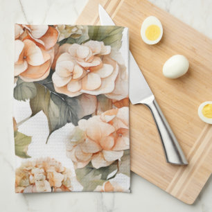 Linge De Cuisine Elégante aquarelle blanche vert orange boho