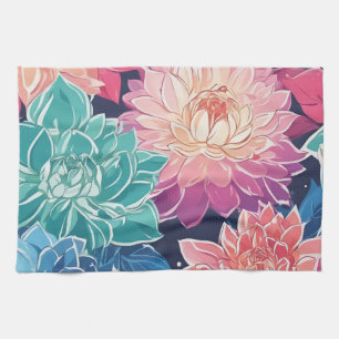 Linge De Cuisine Elégante Dahlia Fleurs colorées sur Arrière - plan