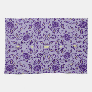 Linge De Cuisine Élégante Fleur pourpre Damas