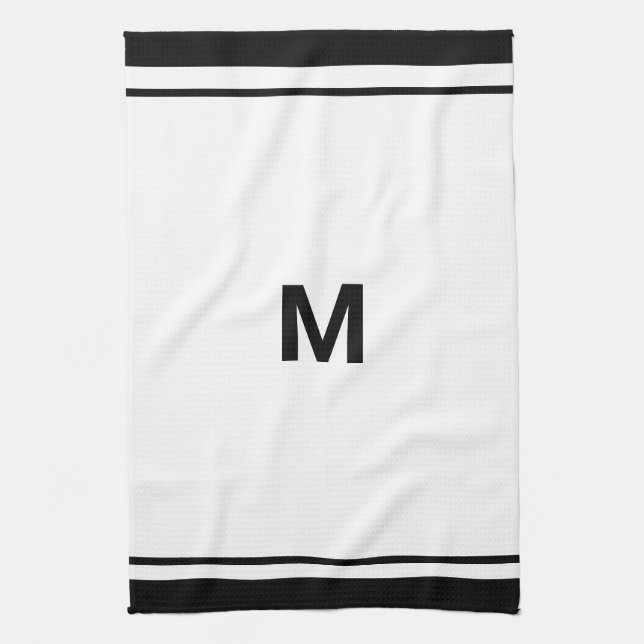 Linge De Cuisine Élégante lettre Monogramme de script de bordure no (Vertical)