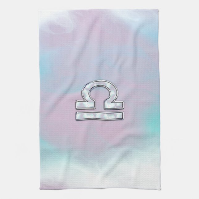 Linge De Cuisine Élégante Libra Zodiac signe Mère de Pearl Style (Vertical)