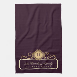 Linge De Cuisine Elégante Maison Familiale Monogramme Bourgogne Plu