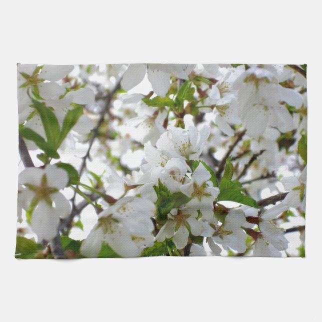Linge De Cuisine Elégante photo de fleurs florales blanches (Horizontal)