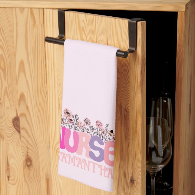 Linge De Cuisine Élégante typographie "infirmière" avec florale vib (Pliage en tiers)