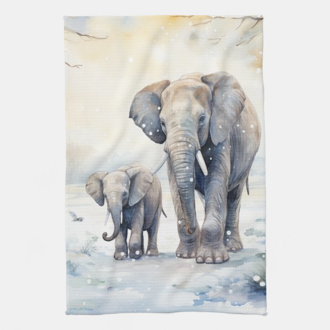 Linge De Cuisine Elephant and Baby (Vertical)