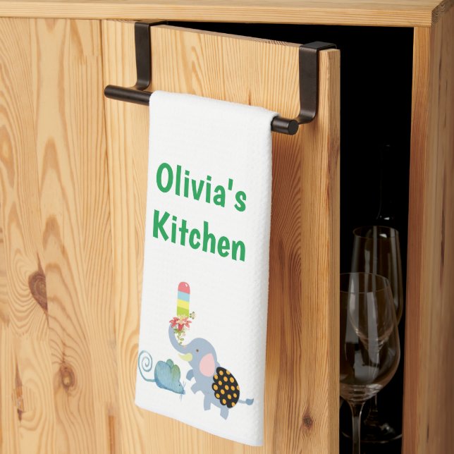 Linge De Cuisine Eléphant Crème glacée Floral Souris Cuisine Servie (Pliage en tiers)