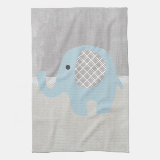Linge De Cuisine Éléphant magnifique de bébé dans le bleu (Vertical)