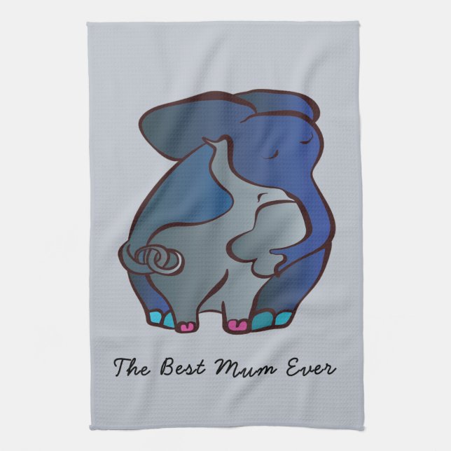 Linge De Cuisine Éléphants affectueux 4 la meilleure maman par (Vertical)