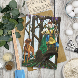 Linge De Cuisine Elfe de fantasy archer Vizsla Chien Forêt enchanté