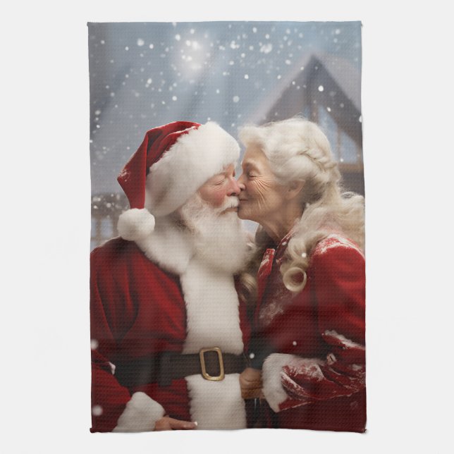 Linge De Cuisine Embrasser M. et Mme Père Noël (Vertical)